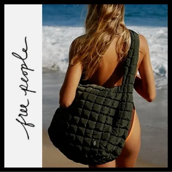 Free People FP Movement Quilted Carryall Army Green - FACTORY SEALED - Picture 2 of 11